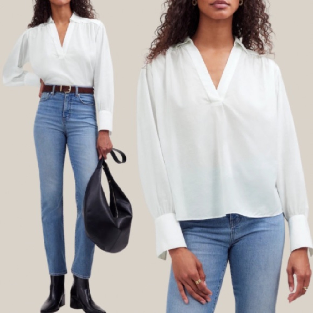 NWT Madewell Easy Long-Sleeve Popover Shirt